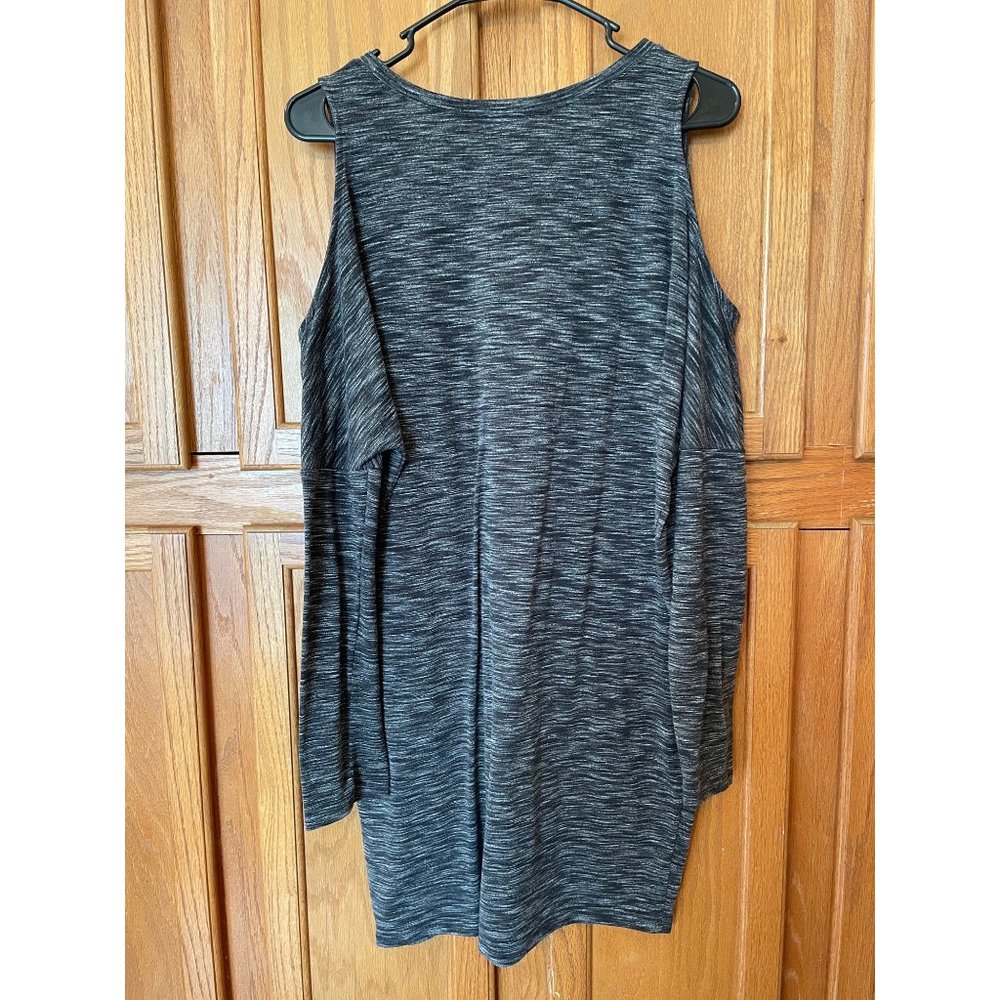 Express Cold Shoulder Dress Slouchy Long Sleeve Space Dyed Gray Womens M Tunic - Picture 10 of 13